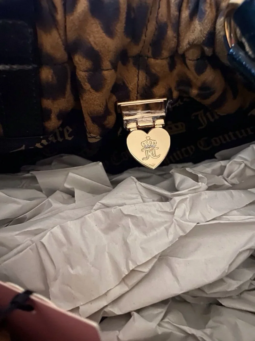 Juicy Couture Fashionable Juicy Tote Bag In Natural Leopard W/Chain Charm VIRAL